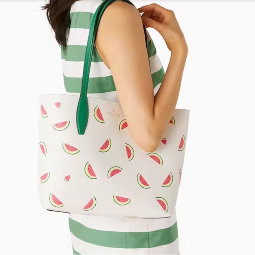 💕 NWT 3 Items Bundle Kate Spade ♠️ Watermelon Tote + 🍉 Wristlet + Wallet 🍀🍉 - Picture 2 of 13